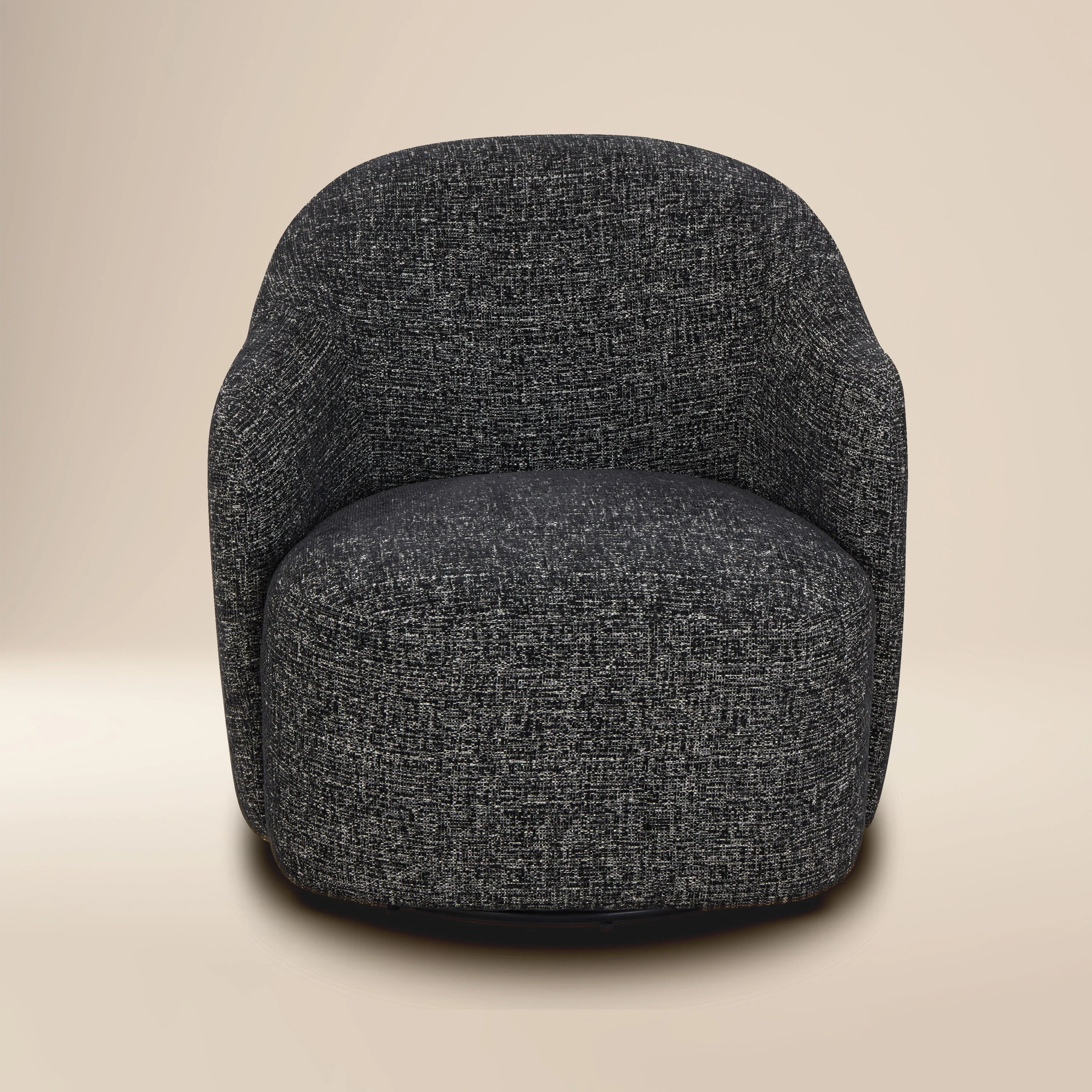 Modern Ebony Black Lounge Chair with Swivel Base for Living Room