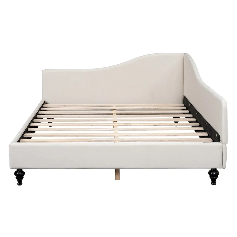 L-Shaped Semi-Enclosed Daybed with Solid Wood Legs
