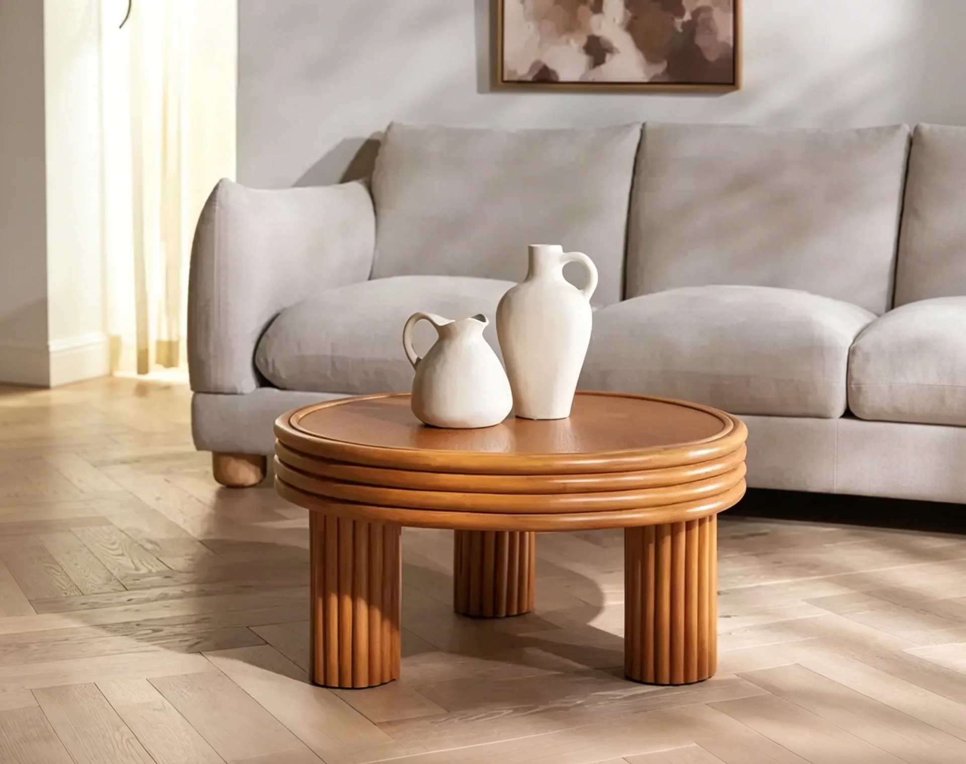 Rattan Round Coffee Table Natural
