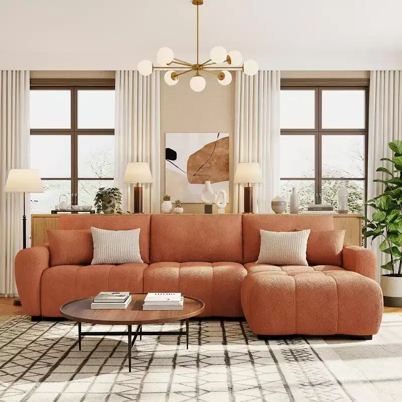 Merax L-Shaped Sectional Sofa with Free-Moving Ottoman