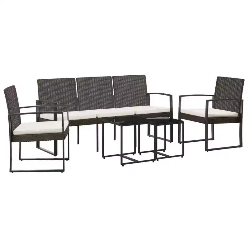 vidaXL Patio Dining Set 5 Pcs Outdoor Table and Chair with Cushions PP Rattan