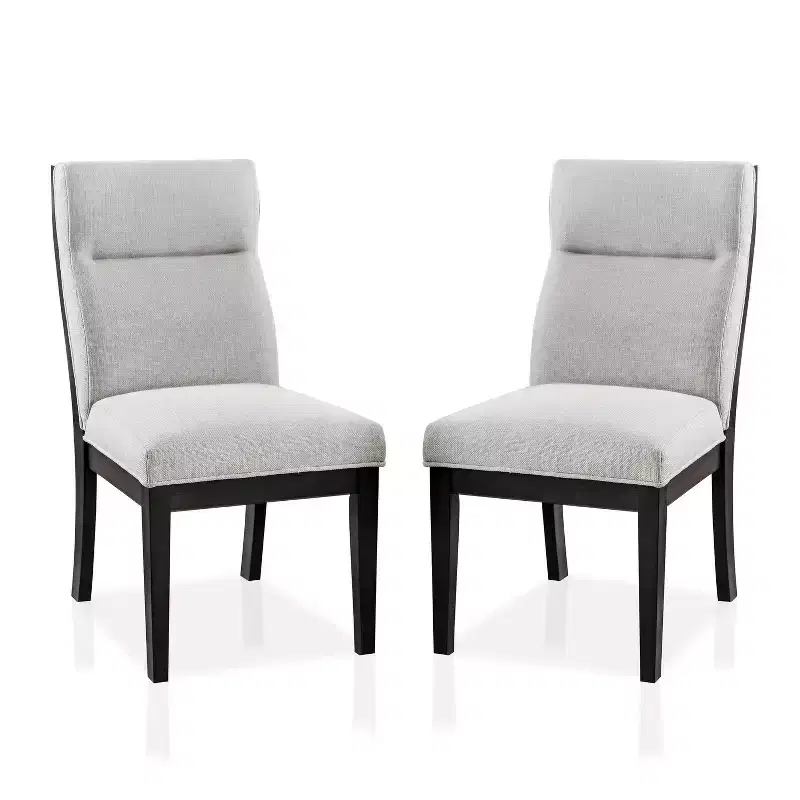 Set of 2 Upholstered Side Chairs Black/White Modern Contoured Tufted Back Tapered Legs