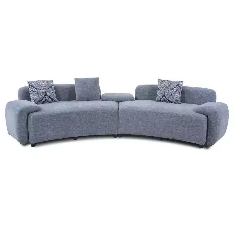 Christopher Knight Home Alvis Modern 122 Curved Fabric Upholstered 4-Seater Sofa Couch with 3 Pillows
