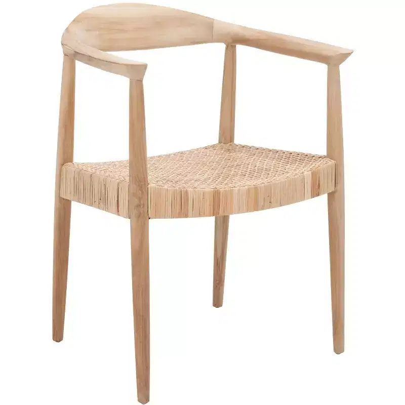 Natural Rattan Peel Accent Chair Wood Frame Lacquered 275 lbs Living Room Bedroom