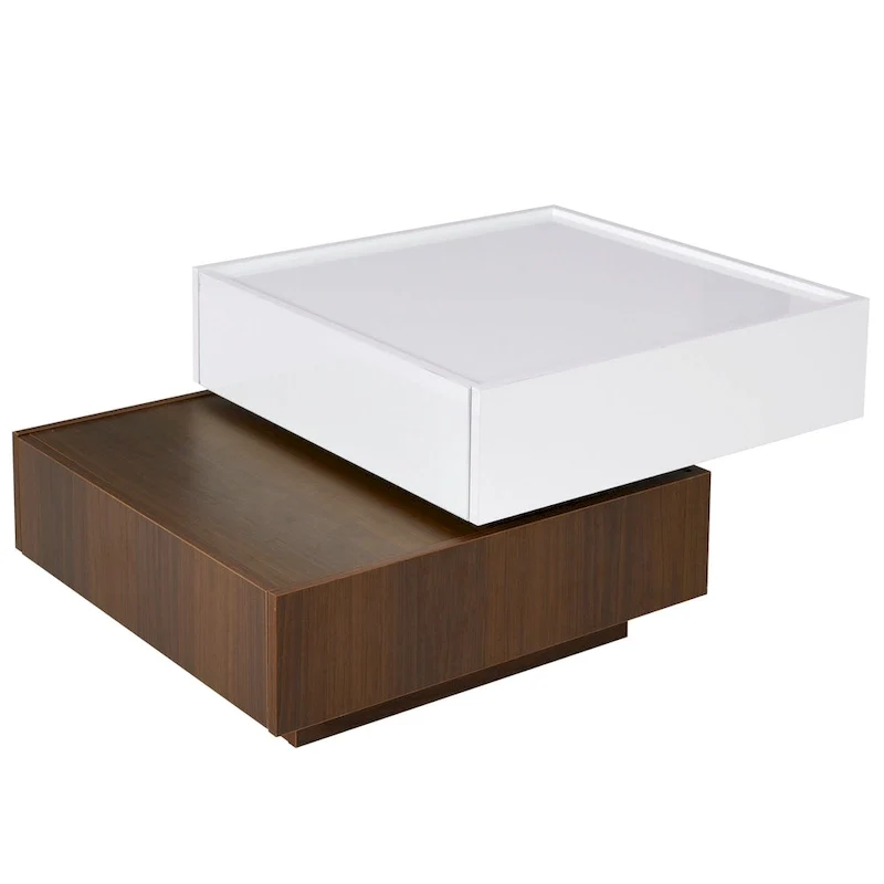 Rotating Coffee Table with 2 Drawers