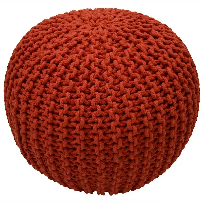 Round Knit Filled Ottoman Pouf