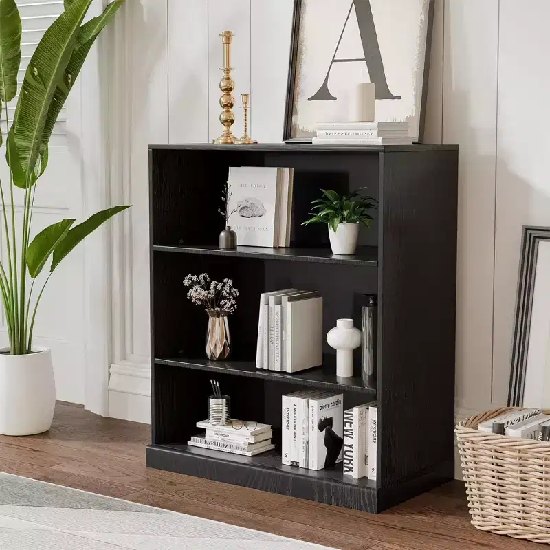36x31x16 Wood Accent Cabinet with Adjustable Shelf Storage Cabinet without Door Black