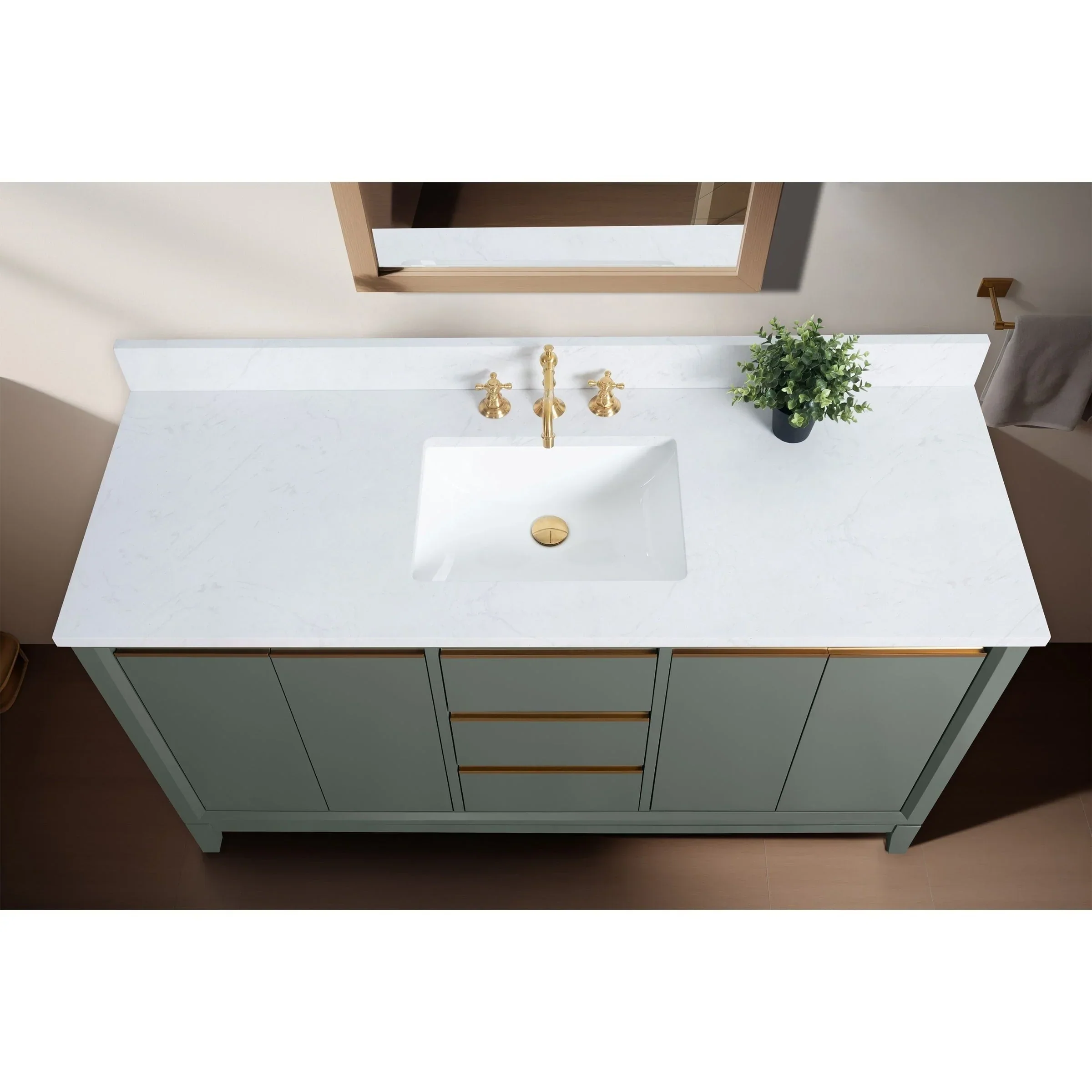Vanity Art Bathroom Vanity with Ceramic Sink and Engineered Marble Top