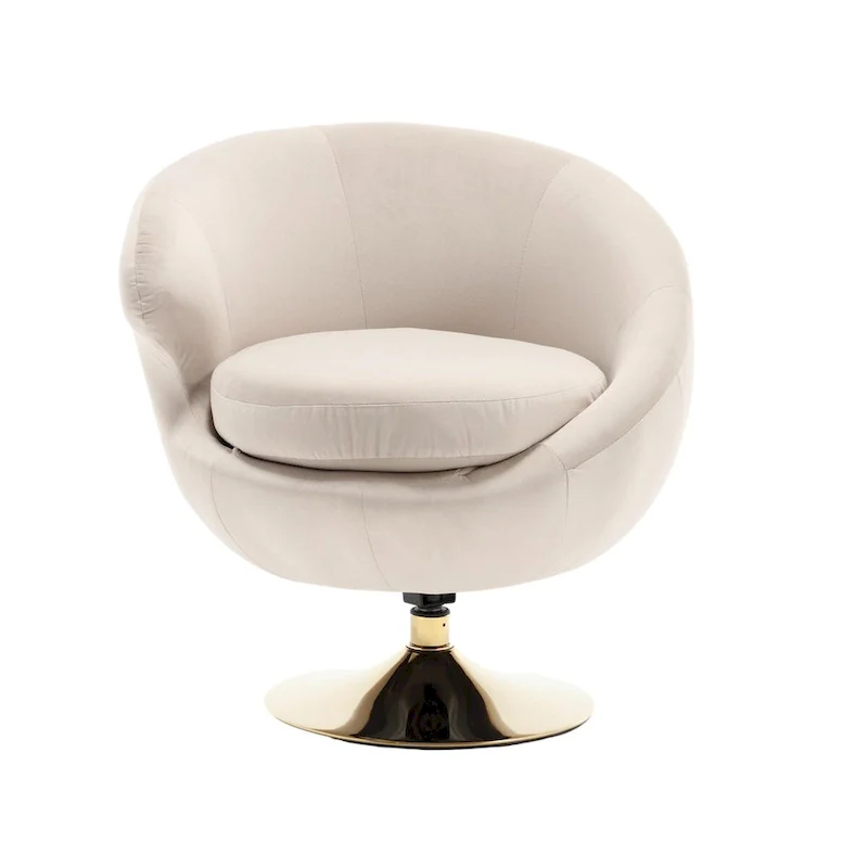 Velvet 360 Degree Swivel Left Cuddle Barrel Accent Chairs