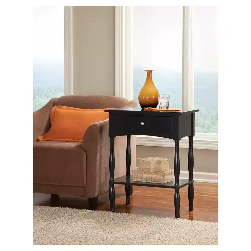 Shaker Cottage End Table with Drawer and Shelf, Brown, 24
