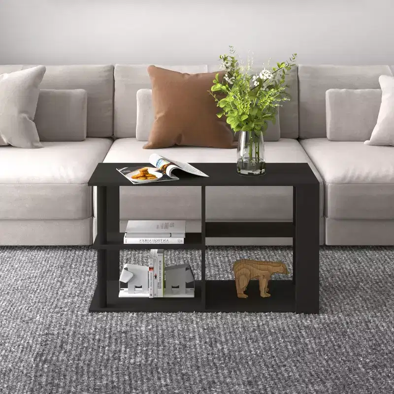 3-Tier Coffee Table with Open Shelves, Compact End Side Table for Living Room & Bedroom