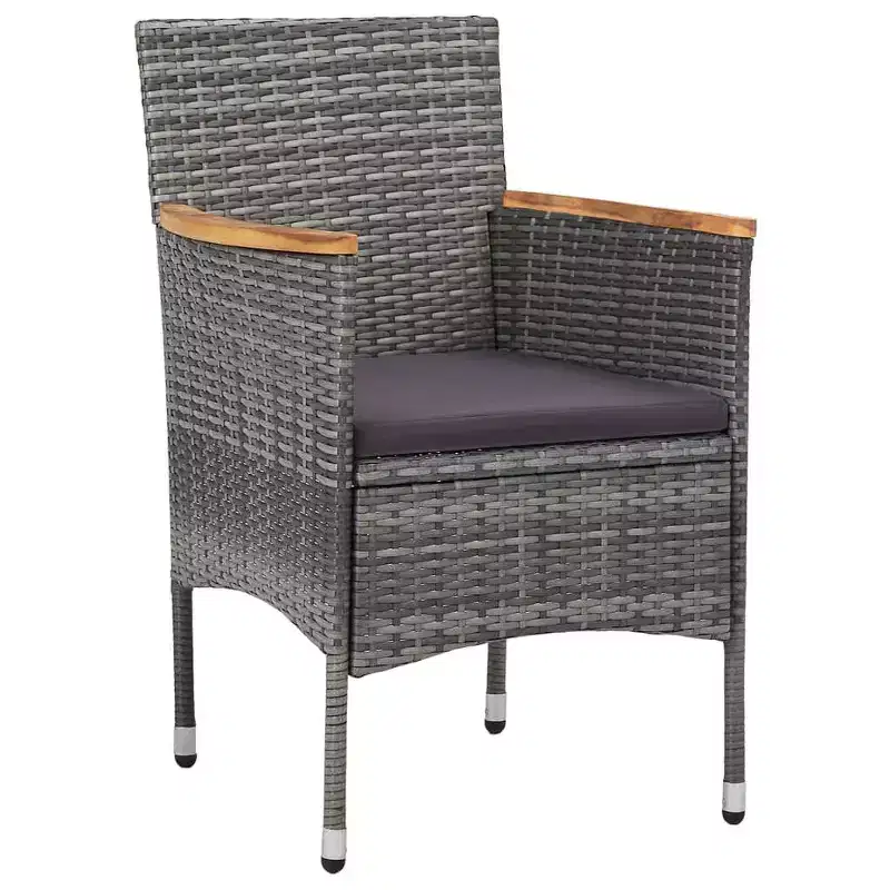 vidaXL Patio Dining Chairs 2 pcs Poly Rattan Gray
