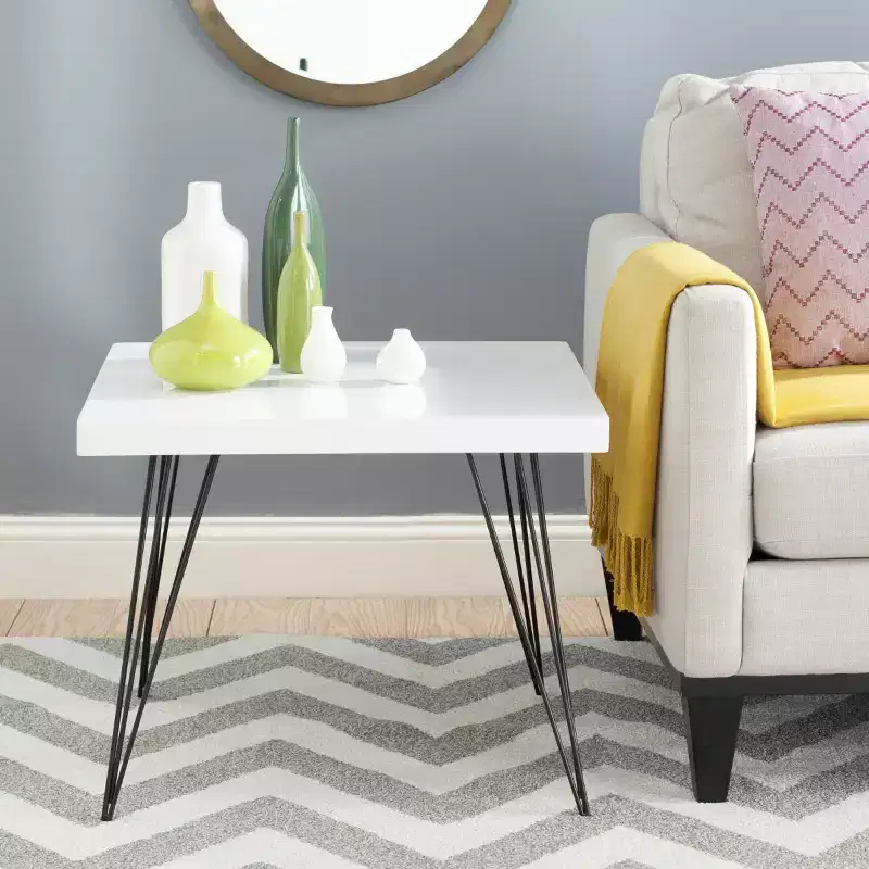 Wolcott Square Coffee Table - FOX4206A - White/Black - Safavieh Couture
