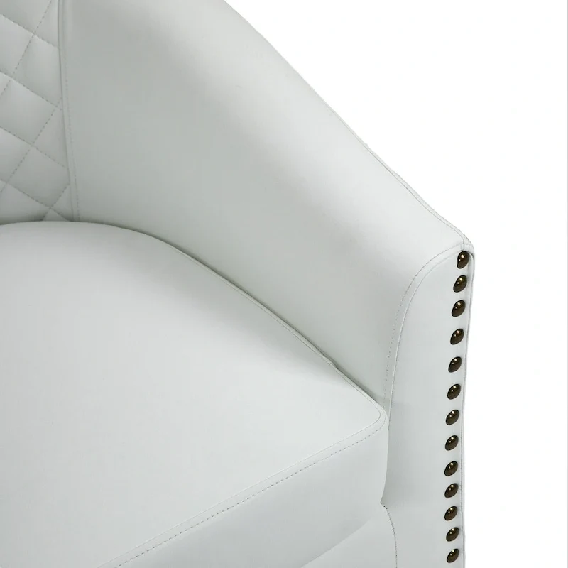 Ethan Accent Chair Barrel PU Leather with Nailhead Trim
