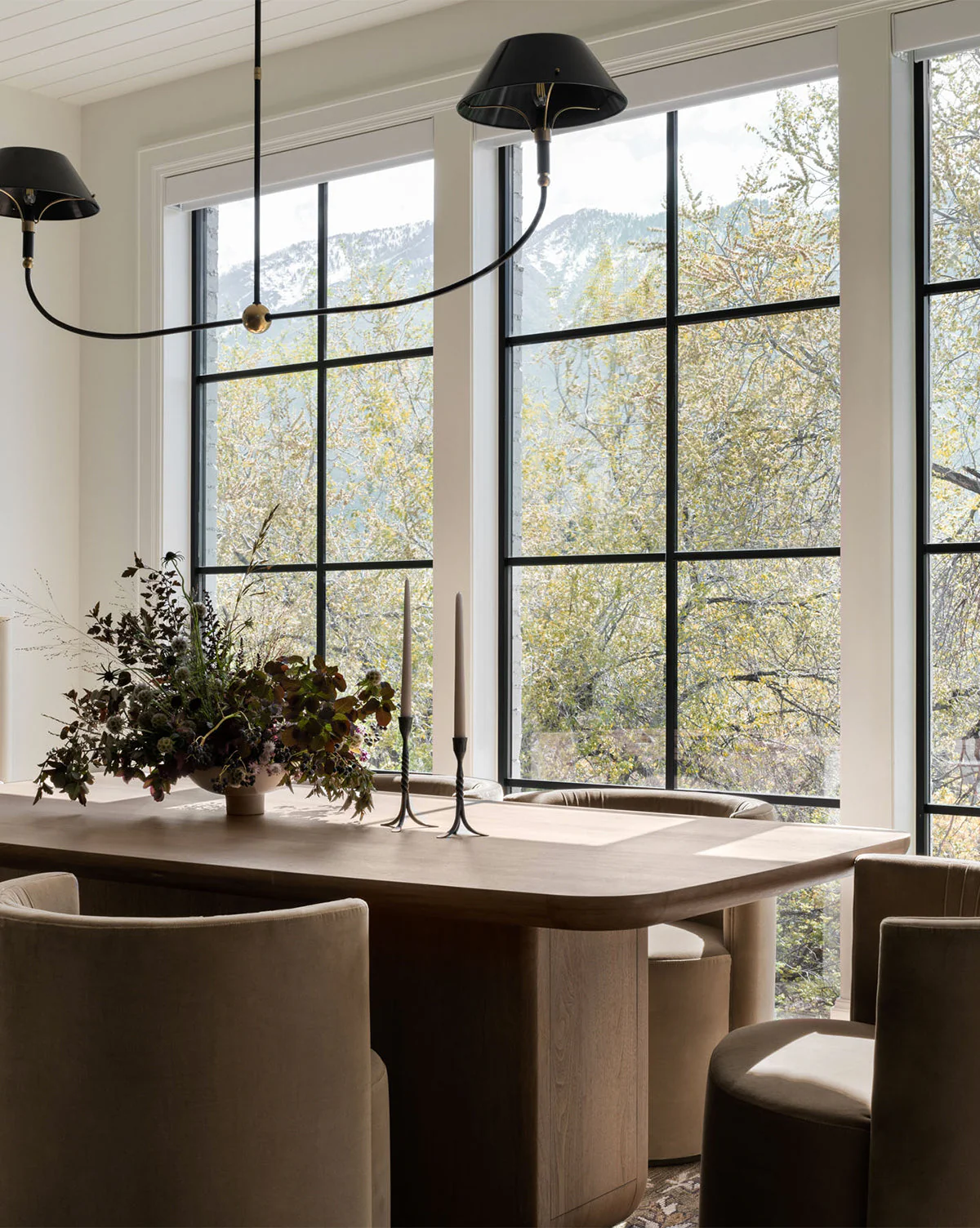 Modern Solid Walnut Dining Table with Streamlined Organic Form for Dining Room