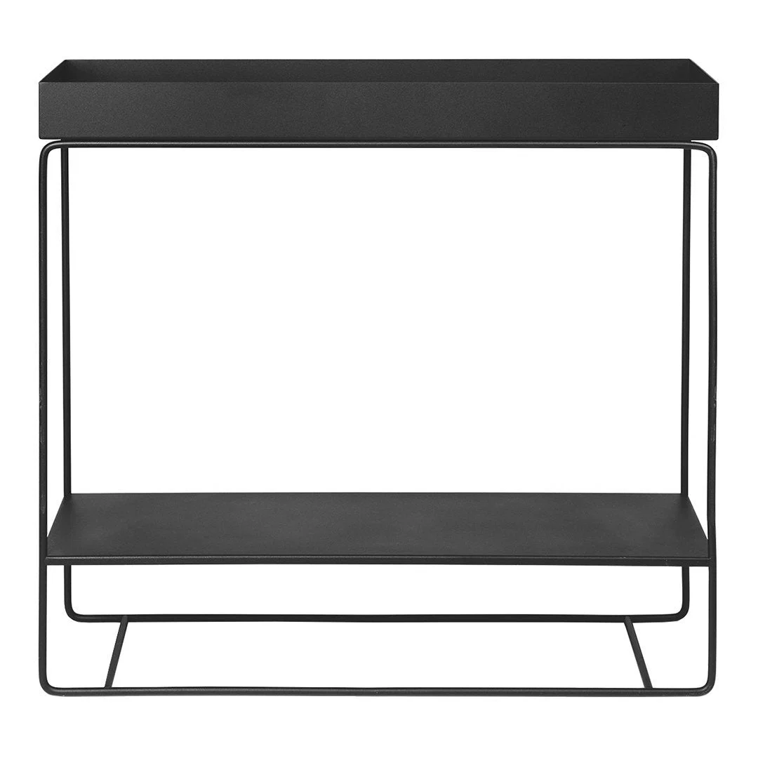 Minimalist Steel Two-Tier Console Table with Open Shelf Storage for Hallway or Balcony