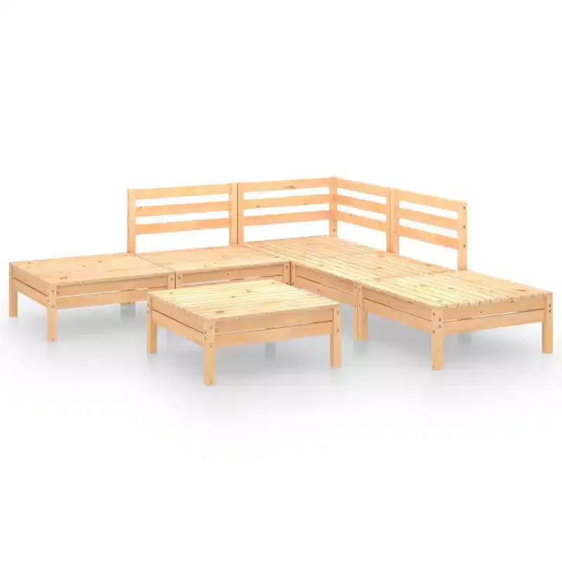 vidaXL Garden Lounge Set Natural Pine Solid Pine wood Standard Modular
