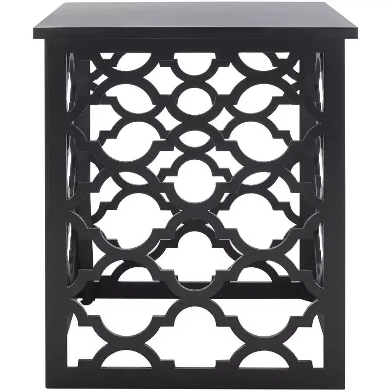 Moroccan-Inspired Lattice End Table, Distressed White