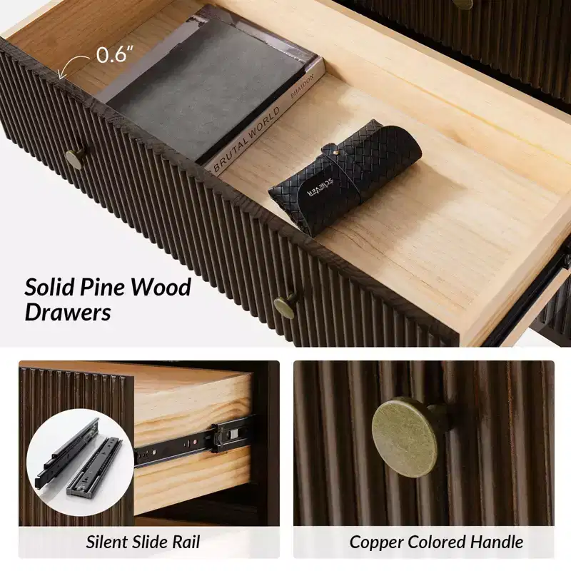 Ernest 27 Tall 3-Drawer End Tbale|Hulala Home-WALNUT