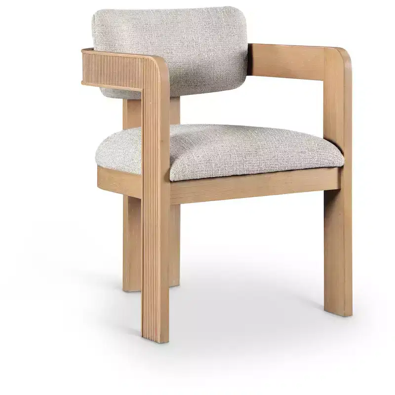 Meridian Furniture,Sacha Beige Linen Textured Fabric Upholstered Dining Chair, Set of 2
