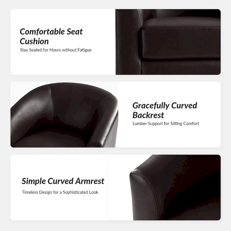 Haley Modern Swivel Barrel Faux Leather Chair with Solid Wood Base Set of 2