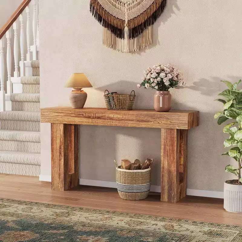 COZONY 63 Inch Long Wood Console Table, Rectangular Farmhouse Water Scratch Resistant for Living Room Hallway Foyer Behind Sofa