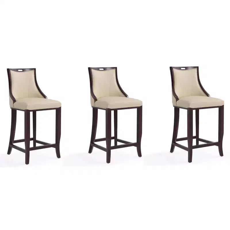 Set of 3 Emperor Upholstered Beech Wood Barstools - Manhattan Comfort