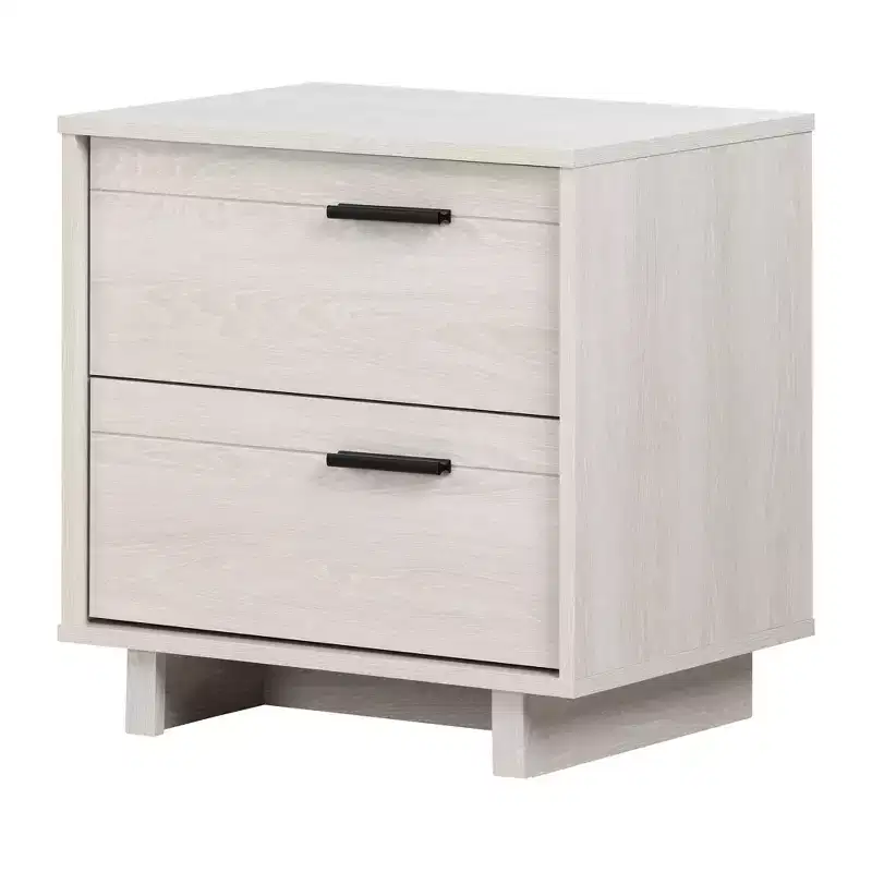 2-Drawer Nightstand White Particle Board