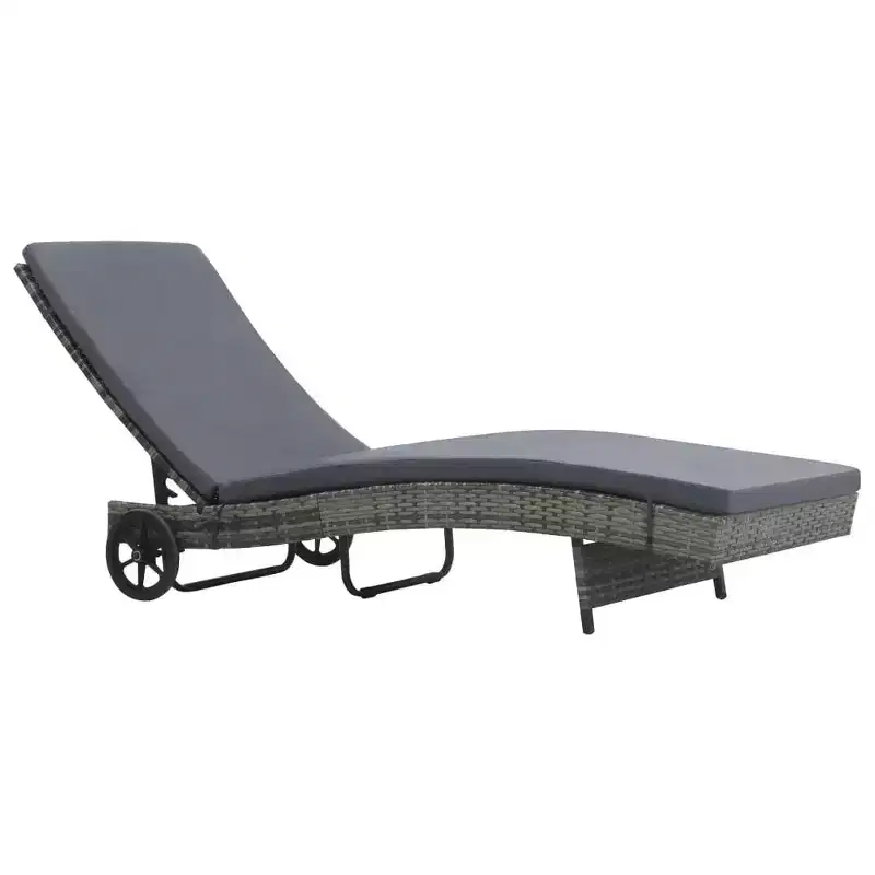 vidaXL Sunlounger Anthracite PE (Polyethylene) Rattan Large