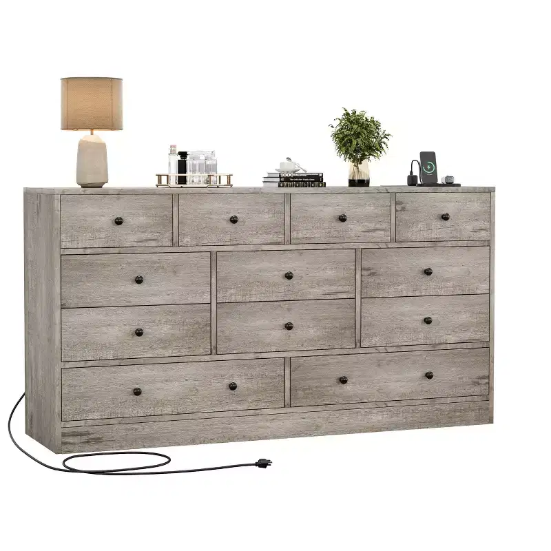 12 Drawer Dresser for Bedroom, Large Storage Cabinet TV Stand, Wood Dresser, for Living Room, Hallway