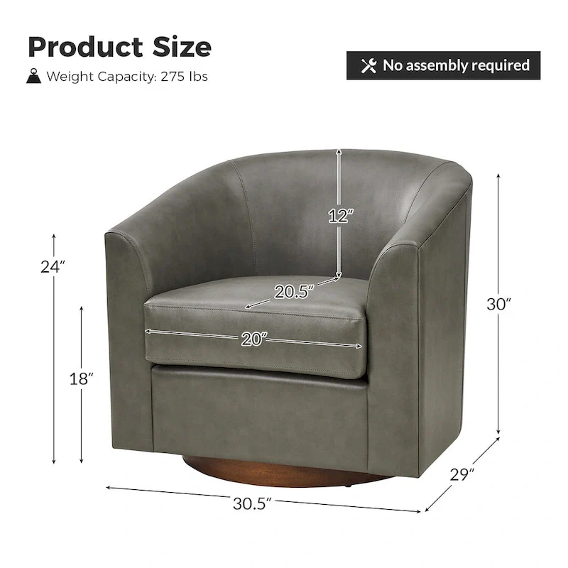 Haley Modern Swivel Barrel Faux Leather Chair with Solid Wood Base Set of 2