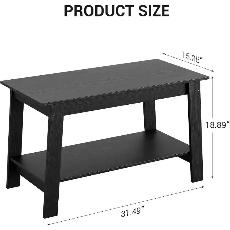 31.5 Modern Industrial Coffee Table with 2-Tier Storage, Rectangular Compact MDF & Particle Board Table for Living Room & Office