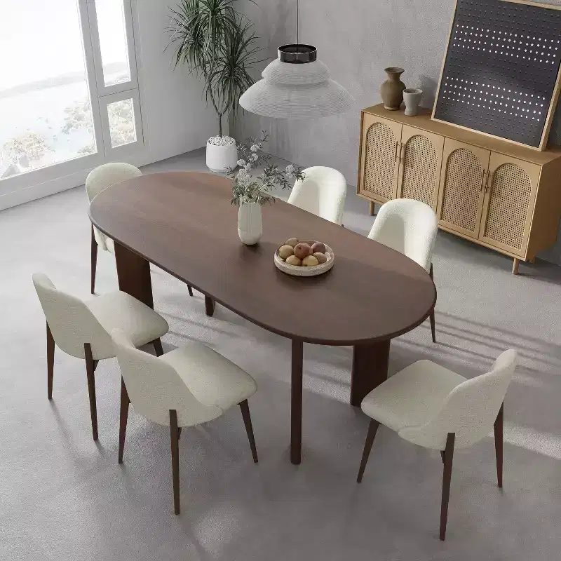 MAYEERTY 67 Wood Oval Dining Table for 4-6, Farmhouse Modern Kitchen & Dining Room Table