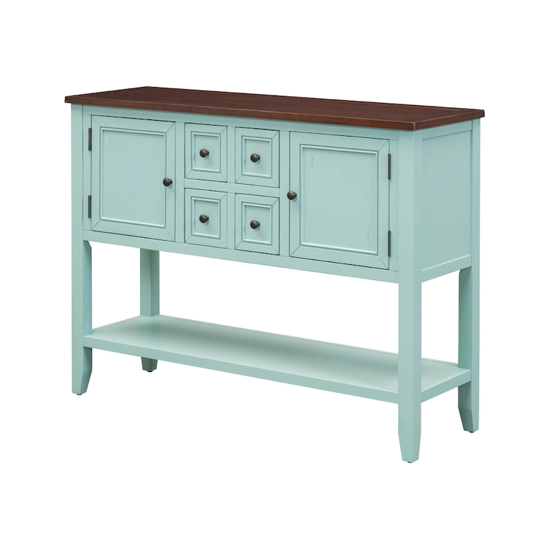 Nestfair Retro Sideboard Console Table with Drawers and Bottom Shelf