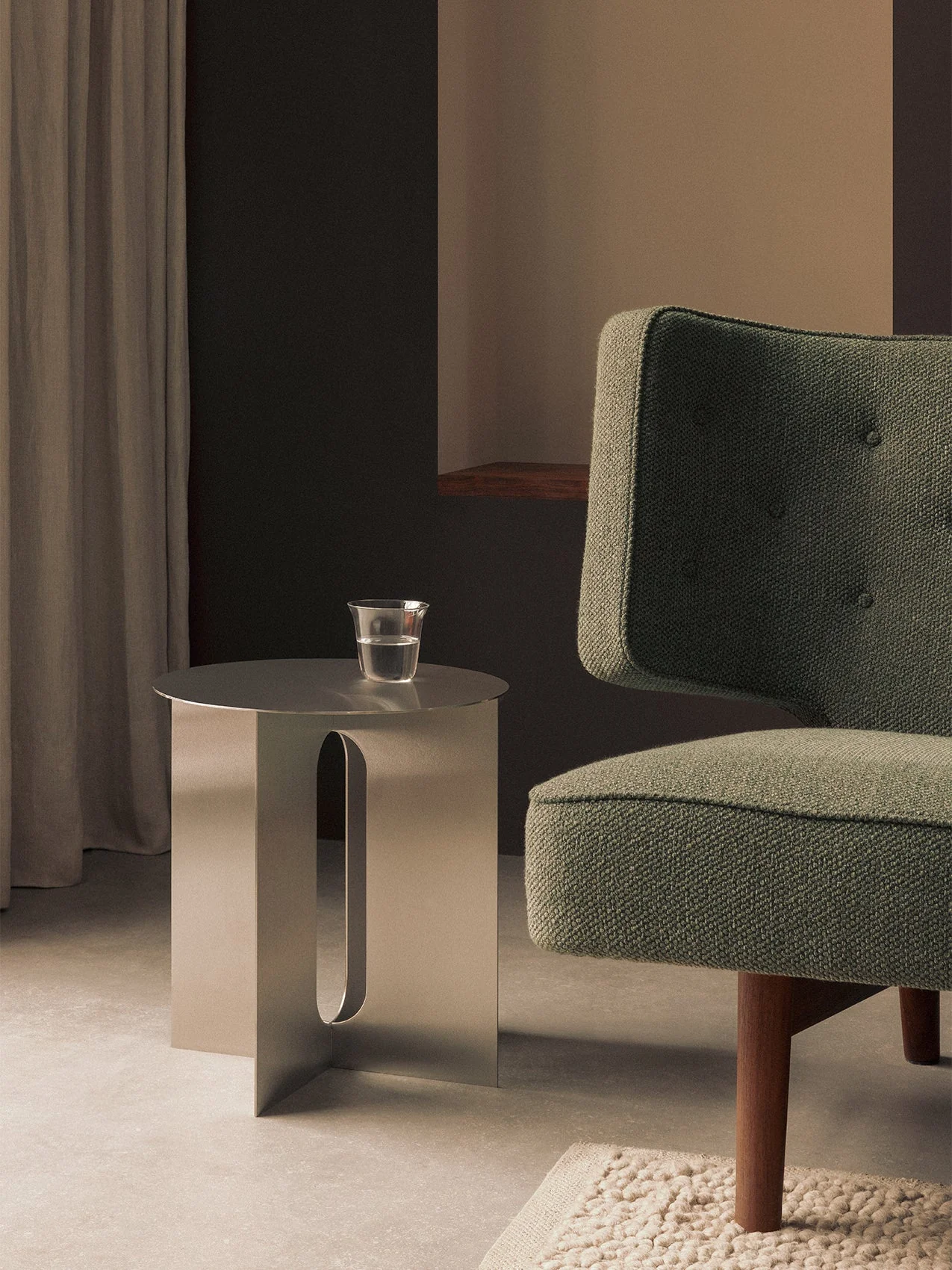 Contemporary Steel & Marble Side Table Ø40 Base with Powder-Coated Legs for Living Room & Bedroom