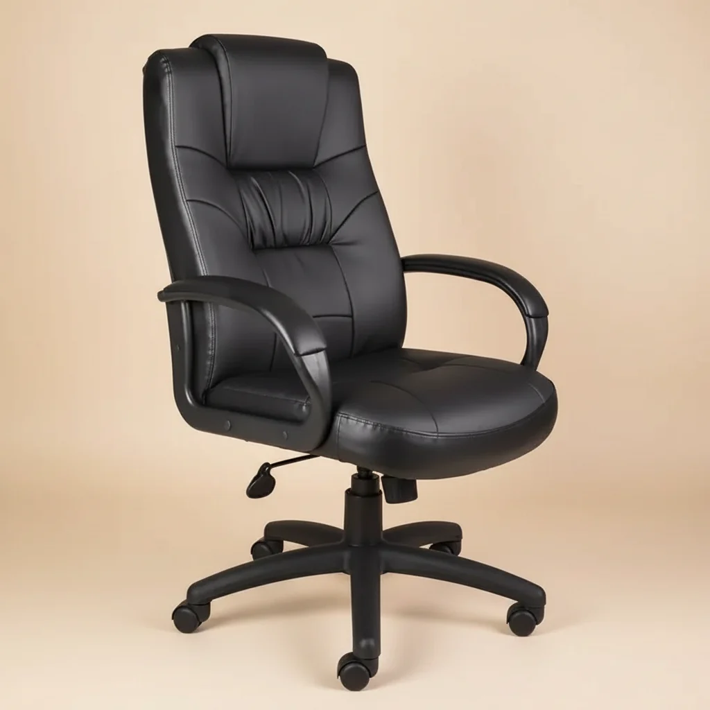 Executive High Back Chair Black -: Ergonomic, Swivel, Adjustable Height, Metal Frame