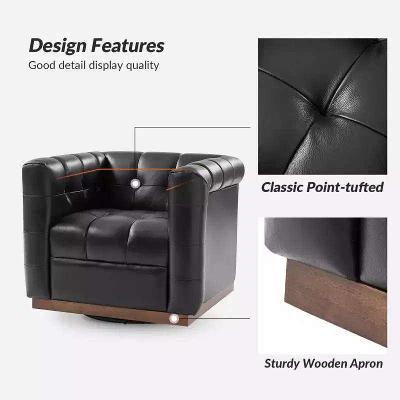 Frankie Modern Genuine Leather Swivel Club Chair| HULALA HOME