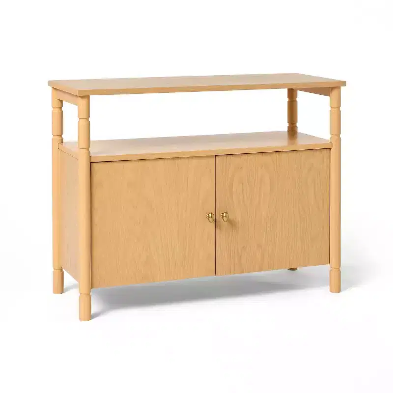 Modern Turned Wood 2 Door Cabinet Brown - Threshold™ designed with Studio McGee