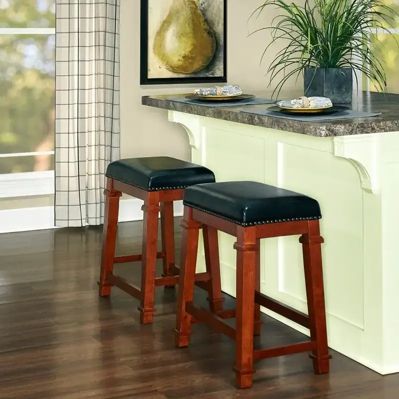 Linon Willamette Faux Leather 24.98-inch Backless Counter Stool