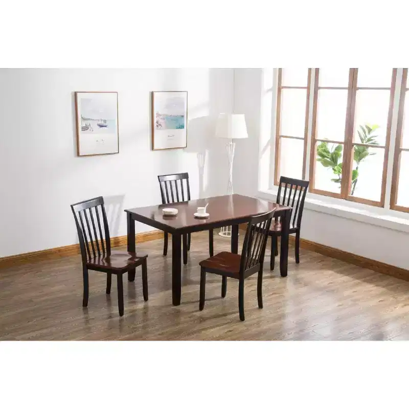 Bloomington Dining Chairs Black And Cherry -: Solid Rubberwood, Armless, 300 lb Capacity, Slat Back