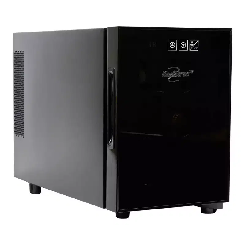 Koolatron Wine Cooler Refrigerator 6 Bottle Countertop Compact Wine Cellar, Small Freestanding Wine Fridge: Thermoelectric, Glass Door