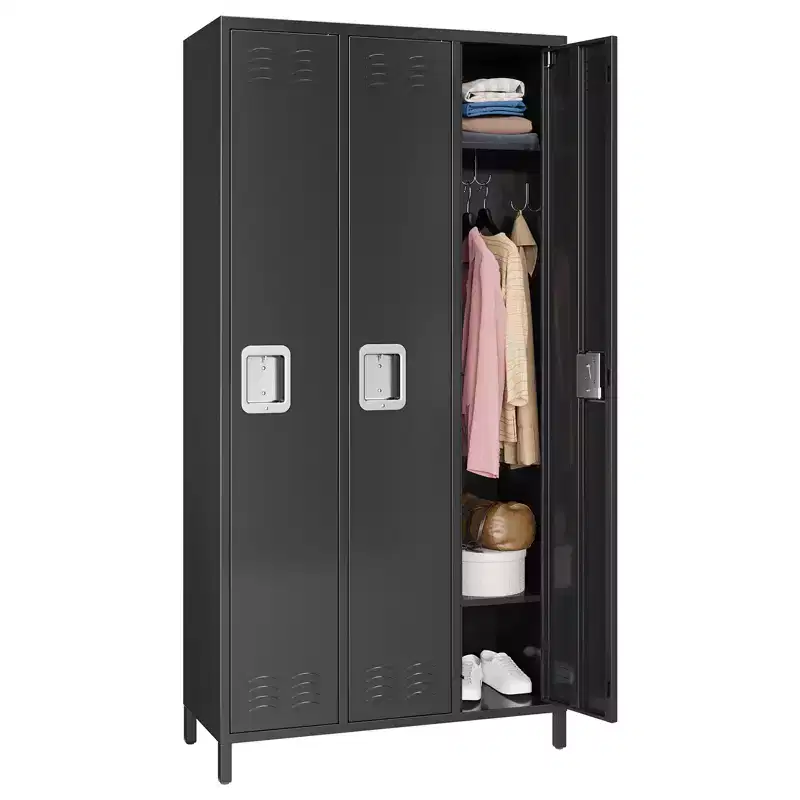 Metal Lockers, 3-Door Metal Storage Cabinets Locker, Secure Storage Solution, Perfect for Offices, Gyms, Schools & Homes
