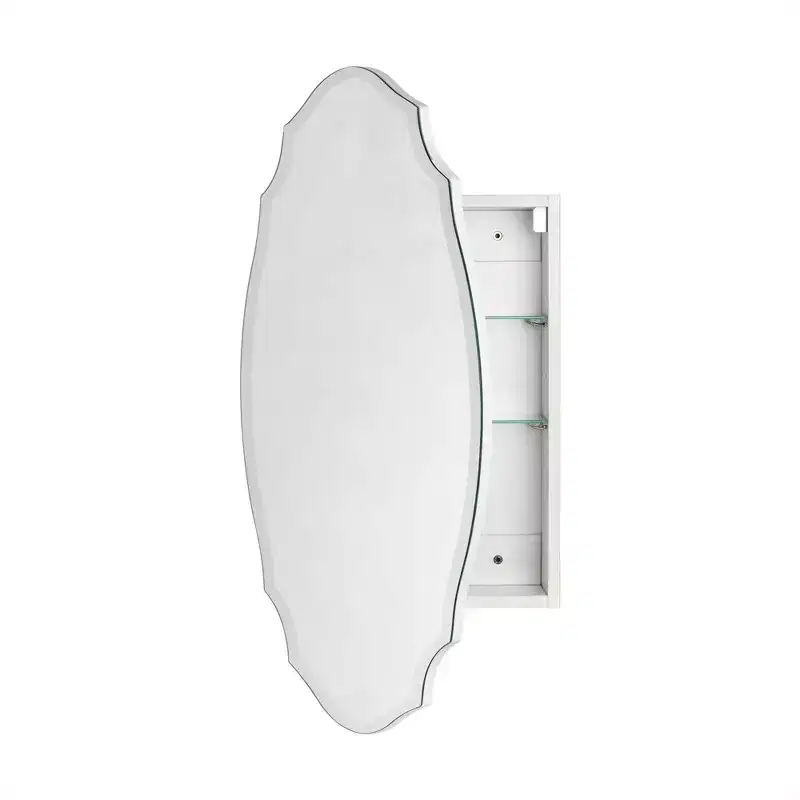20 in. W x 30 in. H Irregular Arched Frameless Beveled Surface Mounted Medicine Cabinet with Mirror