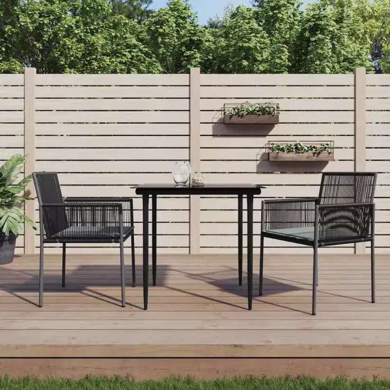 vidaXL Poly Rattan Garden Dining Set with Cushions - Modern and