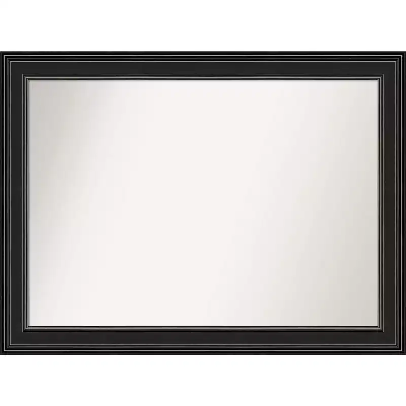 Amanti Art 44x33 Non-Beveled Ridge Black Bathroom Wall Mirror : Modern Rectangle, Includes Mount Hardware