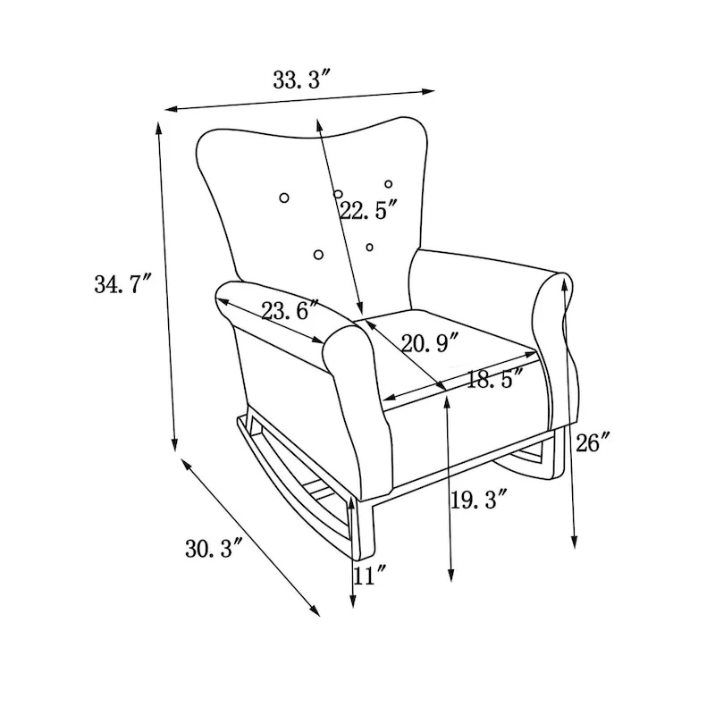 Tufted Rocking Chair with Wood Legs