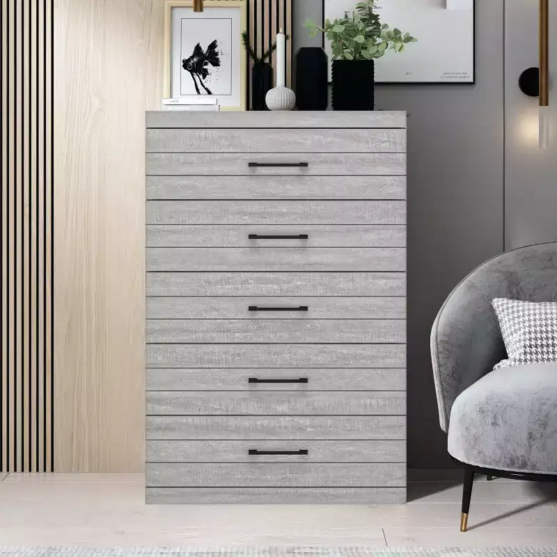 5 Drawer Chest with Interlock Safety, Dusty Grey Oak