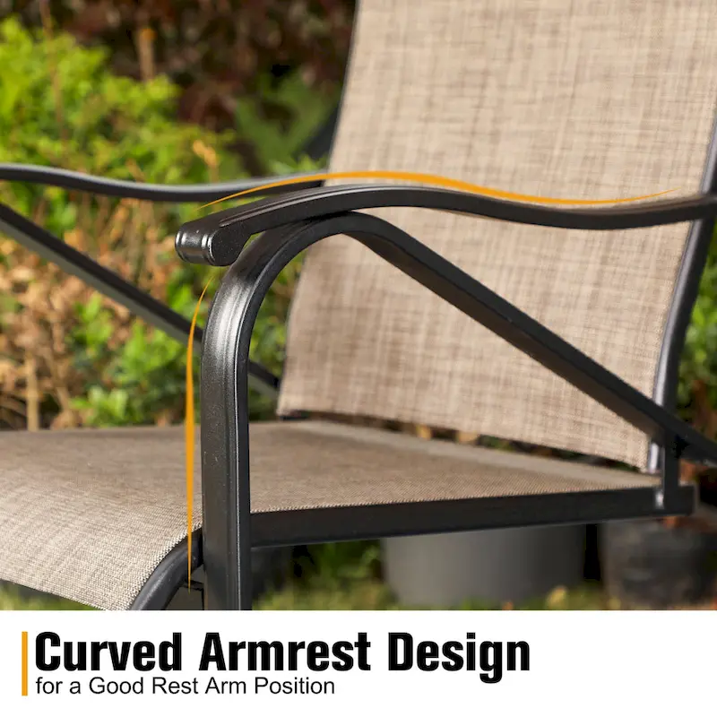 7-Piece Patio Dining Sets , 6 Textilene Fabirc Chairs and 1 Metal Table with 2.1 Umbrella Hole