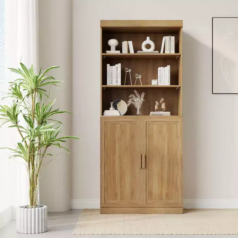 Large-capacity Glass Door Storage Cabinet, Stylish, Elegant And Beautiful. It's Practical For Storage And A Magic Tool To Say Goodbye To Home Clutter.