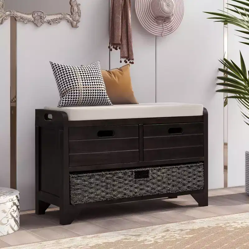 Whisen Storage Bench with Removable Basket and 2 Drawers